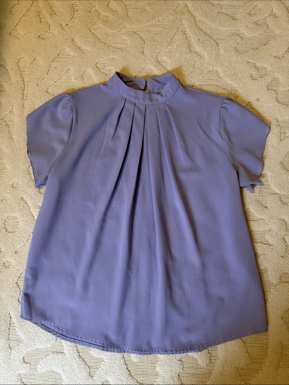Women's Lavender Pleated Mock Neck Top